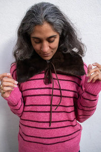 Fransa Fura Dark Brown Fur Collar