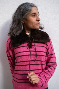 Fransa Fura Dark Brown Fur Collar