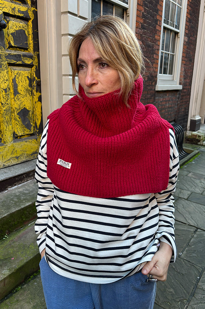 Mercantile Red Pullover Knitted Collar