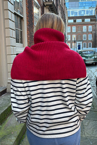 Mercantile Red Pullover Knitted Collar