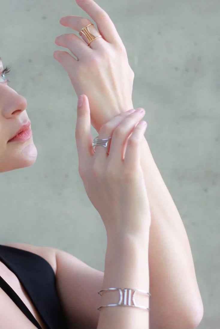 Reflection Column Gold Ring - The Mercantile London