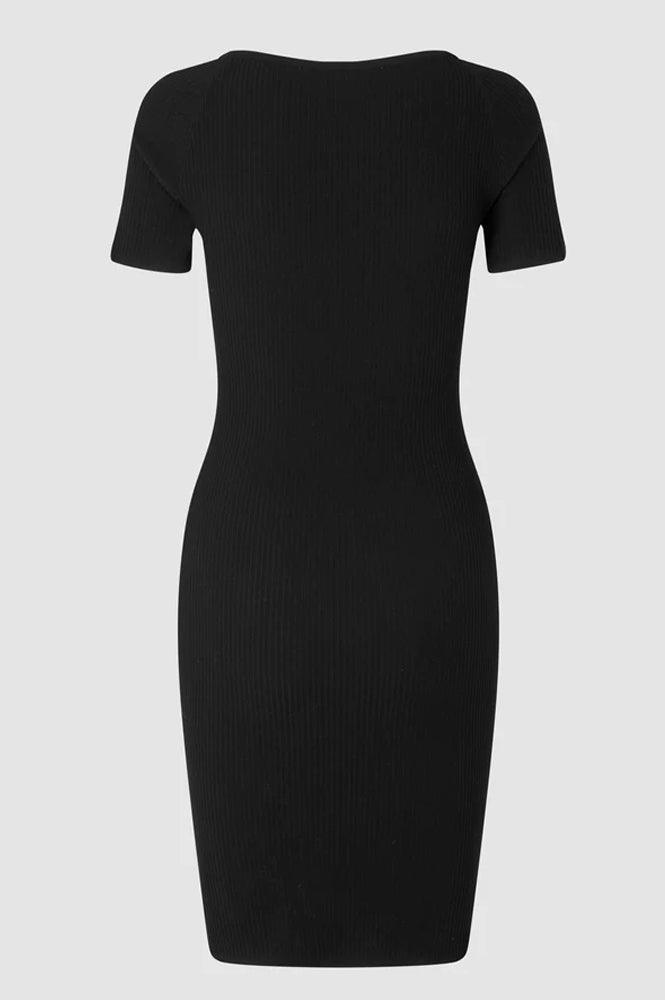 Second Female Como Knit SS Black Dress - The Mercantile London