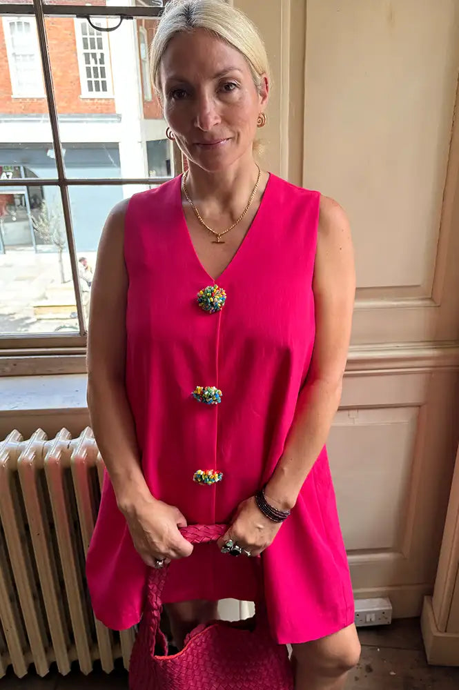 Compania Fantastica Fuchsia Bead Detail Dress