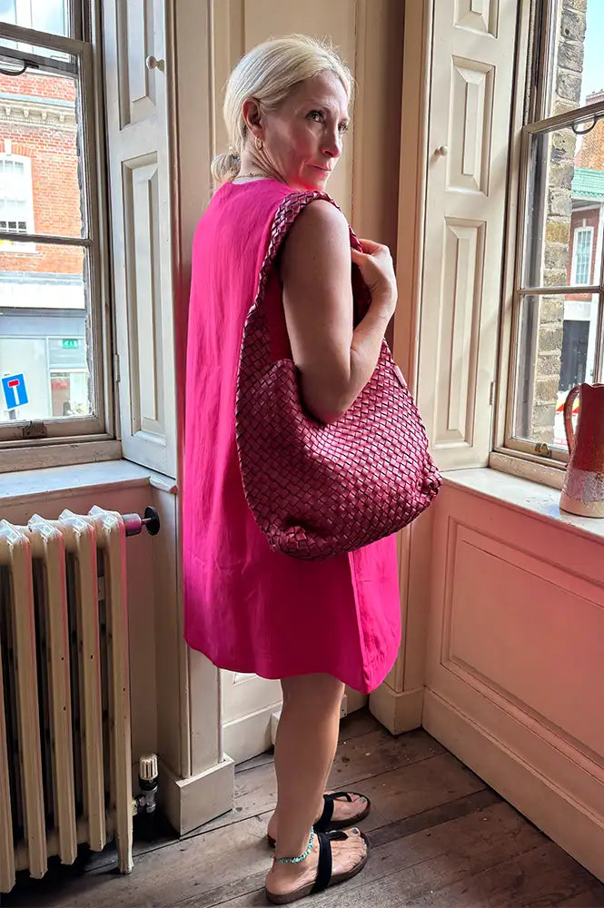 Compania Fantastica Fuchsia Bead Detail Dress