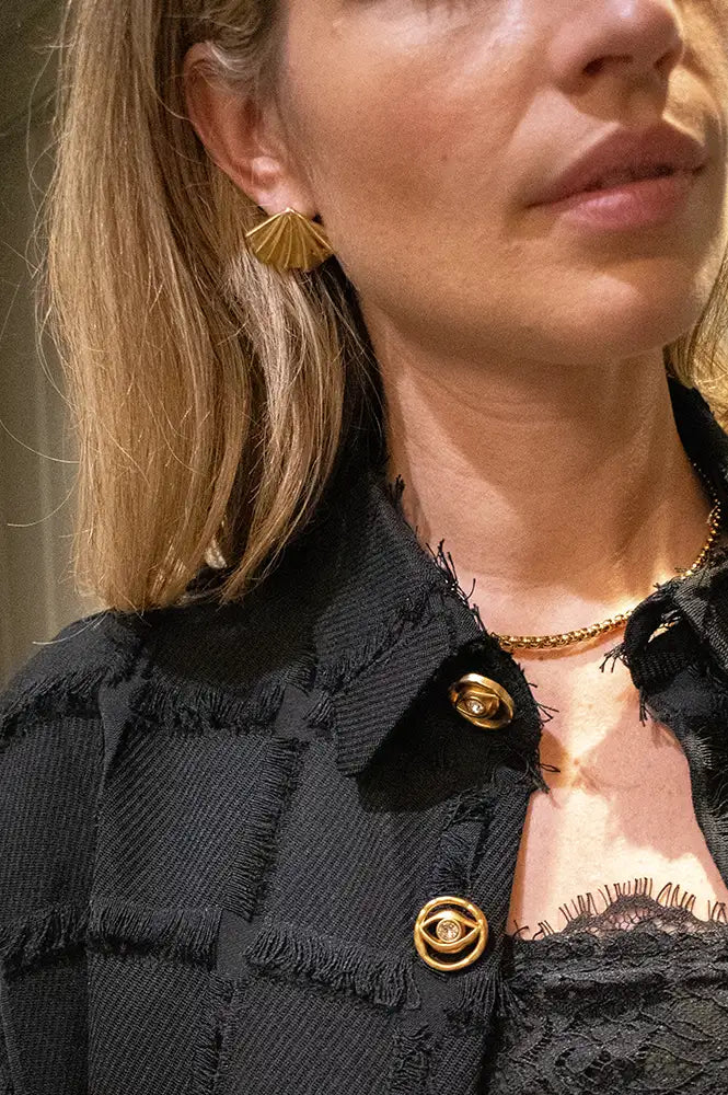 White Concertina Gold Earrings - The Mercantile London