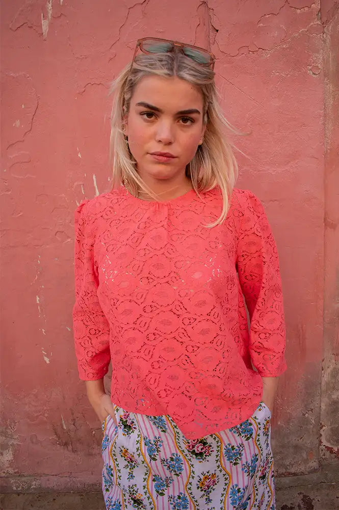 Stella Nova Summer Coral Lace Blouse - The Mercantile London