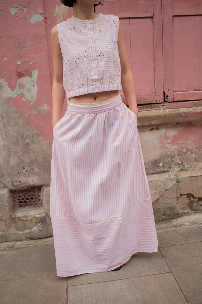 An'ge Ralyta Coral Striped Skirt - The Mercantile London