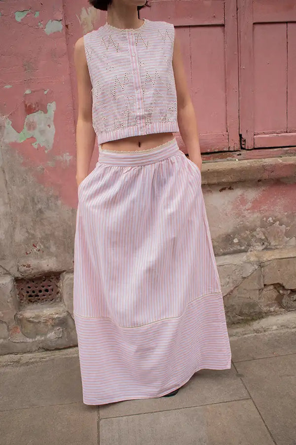 An'ge Ralyta Coral Striped Skirt - The Mercantile London
