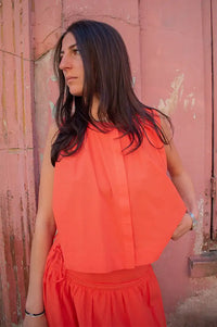 FRNCH Nunzio Coral Sleeveless Blouse - The Mercantile London