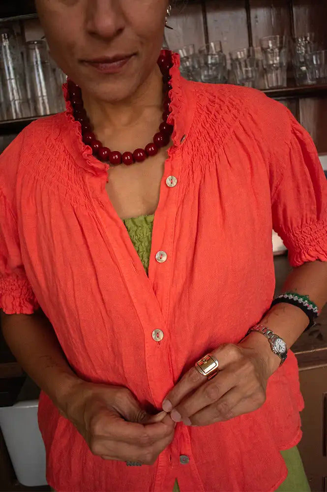 Linen & More Coral Blouse
