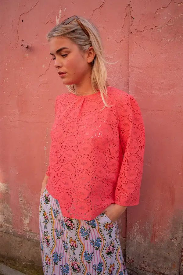 Stella Nova Summer Coral Lace Blouse - The Mercantile London