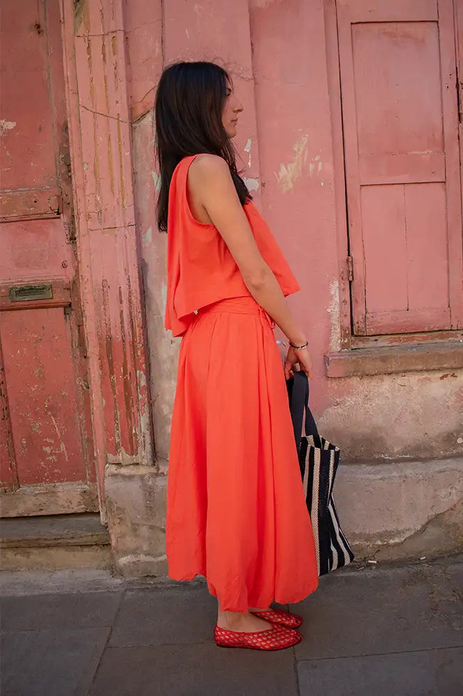 FRNCH Nunzio Coral Sleeveless Blouse - The Mercantile London