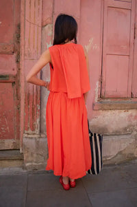 FRNCH Nunzio Coral Sleeveless Blouse - The Mercantile London