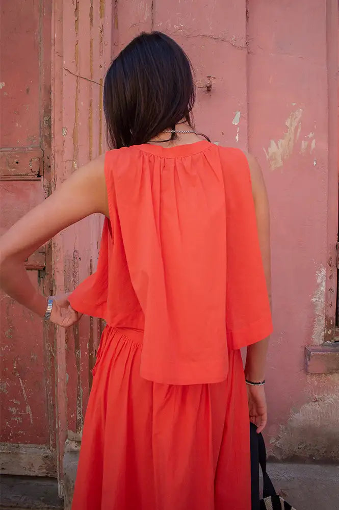 FRNCH Nunzio Coral Sleeveless Blouse - The Mercantile London