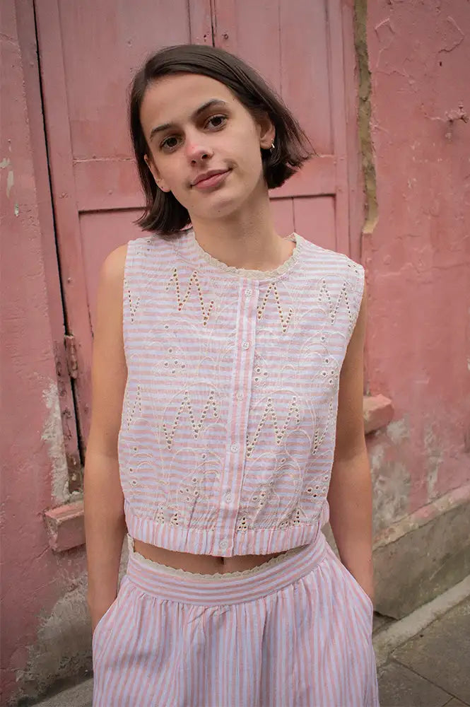 An'ge Salyta Coral Striped Top - The Mercantile London