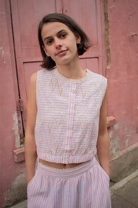 An'ge Salyta Coral Striped Top - The Mercantile London