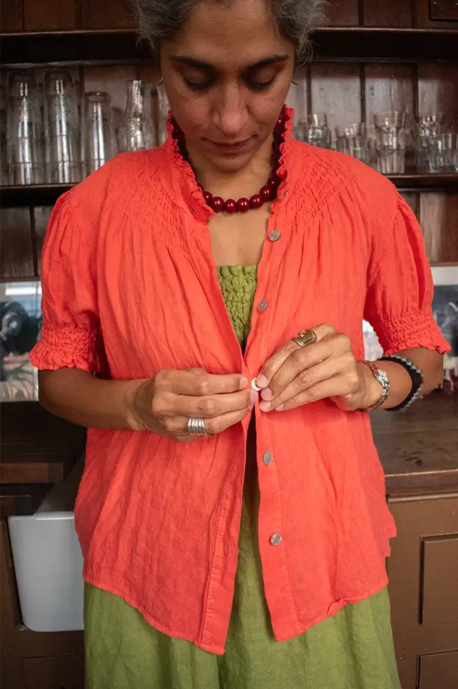 Linen & More Coral Blouse