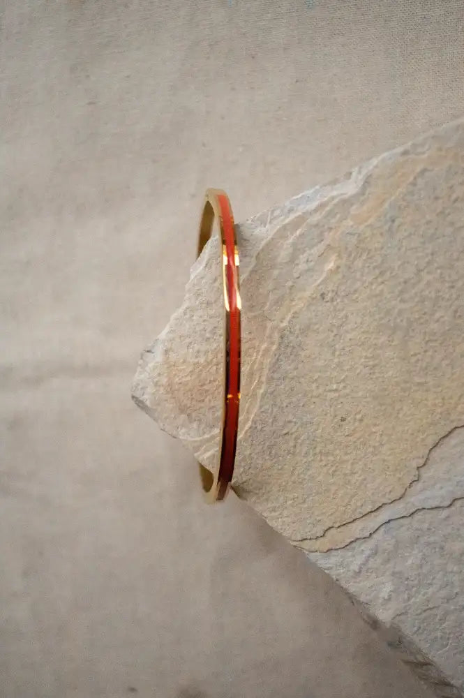 Coral Enamel Thin Bangle Bracelet - The Mercantile London