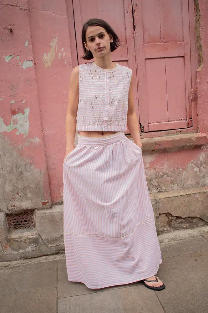 An'ge Salyta Coral Striped Top - The Mercantile London
