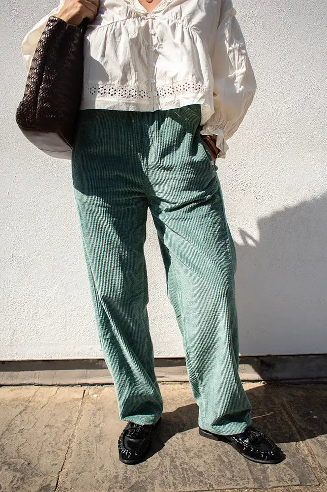 A.P Forest Green Velvet Corduroy Trousers