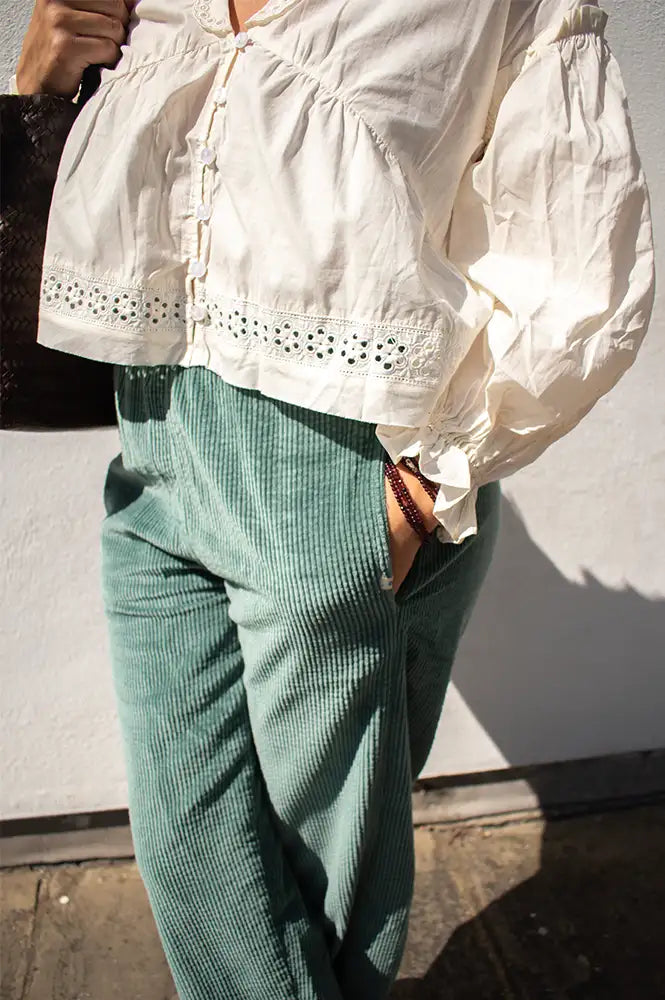 A.P Forest Green Velvet Corduroy Trousers