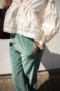 A.P Forest Green Velvet Corduroy Trousers