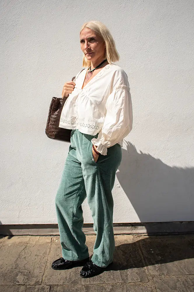 A.P Forest Green Velvet Corduroy Trousers