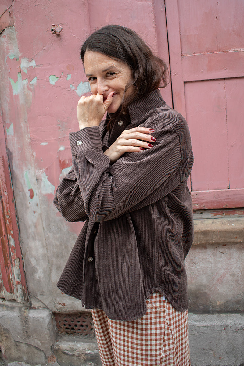 Object Gala Seal Brown Corduroy Shirt - The Mercantile London