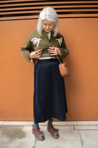 Fransa Cory Salute Navy Corduroy Skirt