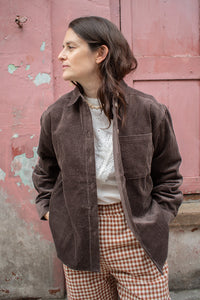 Object Gala Seal Brown Corduroy Shirt - The Mercantile London