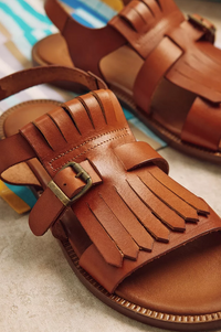 Penelope Chilvers Cordoba Fringe Tan Leather Sandal - The Mercantile London