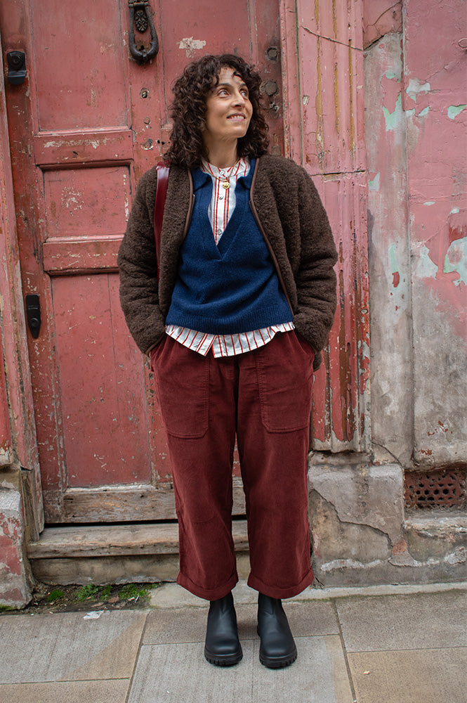 L.F. Markey Beckett Oxblood Cropped Corduroy Trousers