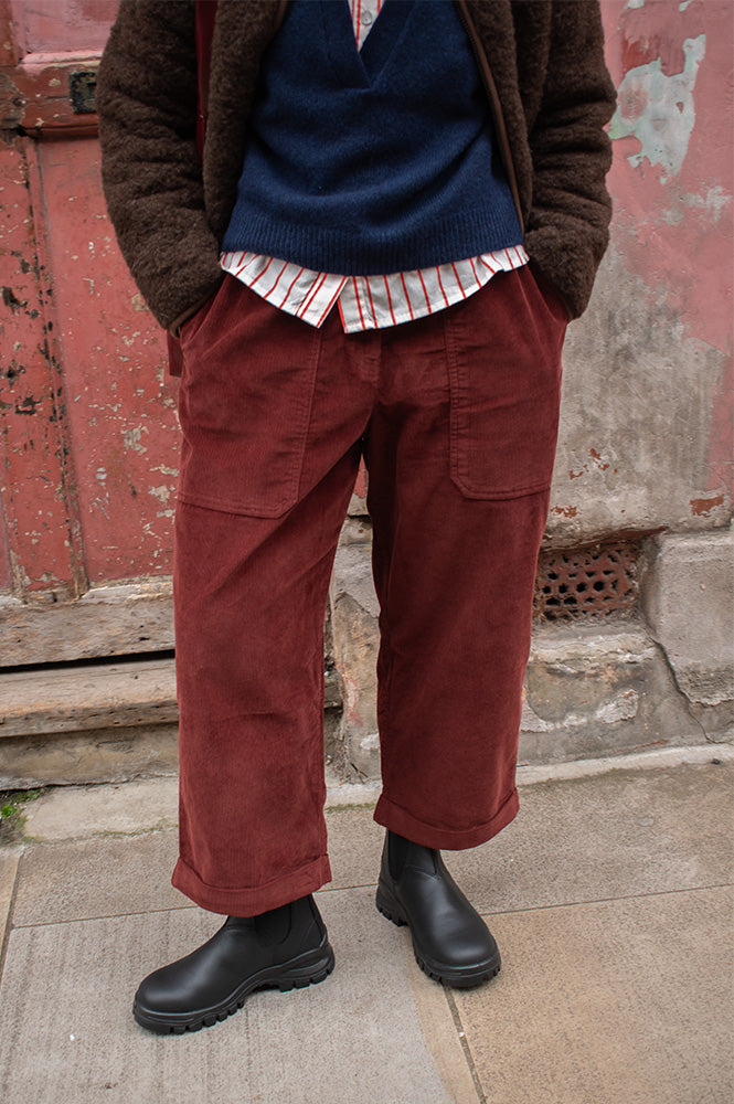 L.F. Markey Beckett Oxblood Cropped Corduroy Trousers