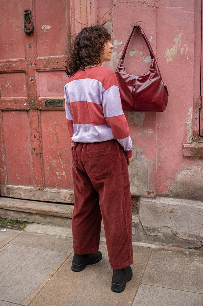 L.F. Markey Beckett Oxblood Cropped Corduroy Trousers