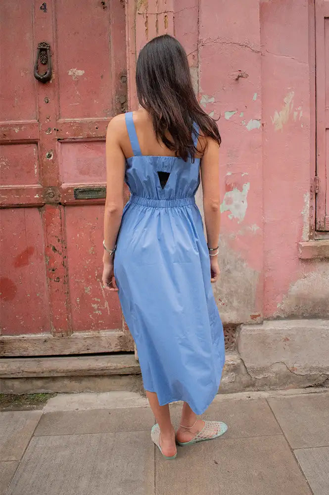 ICHI Filaska Cornflower Blue Dress - The Mercantile London