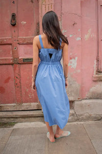 ICHI Filaska Cornflower Blue Dress - The Mercantile London