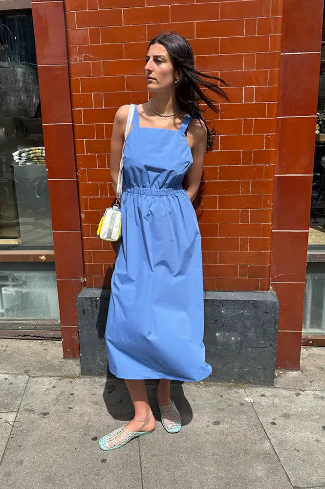 corn blue dress Cornmore Pleated Midi Dress in Powder Blue