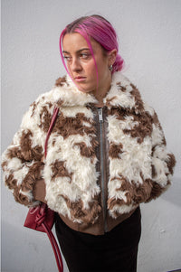 Molliolli Gege Vanilla And Brown Print Jacket - The Mercantile London