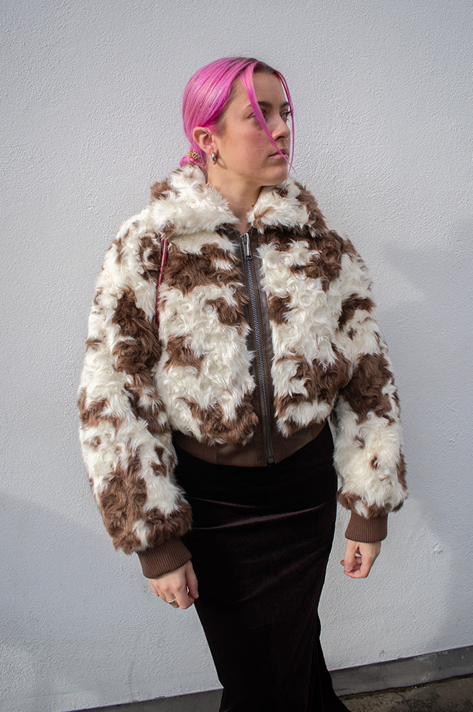 Molliolli Gege Vanilla And Brown Print Jacket - The Mercantile London