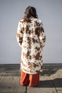Molliolli Jacob Vanilla And Brown Cow Print Coat - The Mercantile London