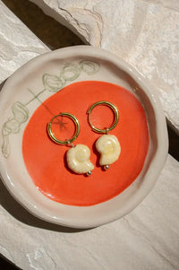 B.M.L Ceramic Cream Shell Earrings