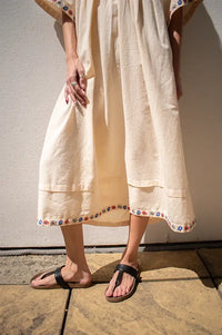 Habiba Flora Vanilla Cream Embroidered Dress
