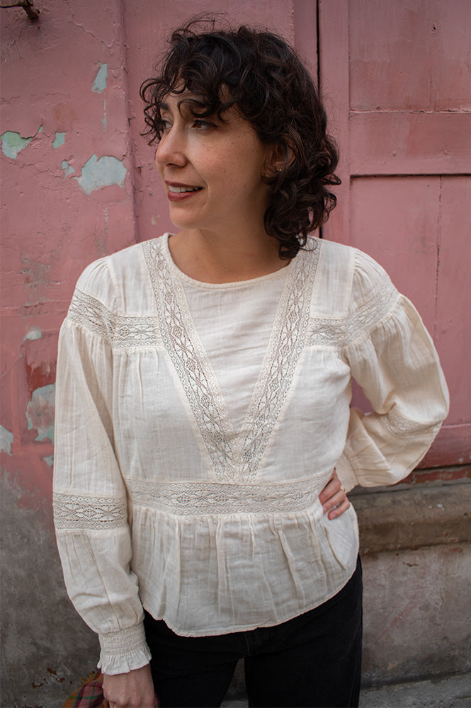 FRNCH Amber Cream Lace Blouse - The Mercantile London