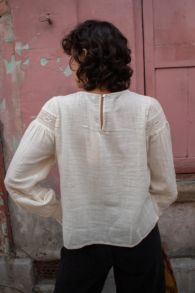 FRNCH Amber Cream Lace Blouse - The Mercantile London