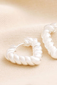 L.A Creole Silver Heart Hoop Earrings - The Mercantile London