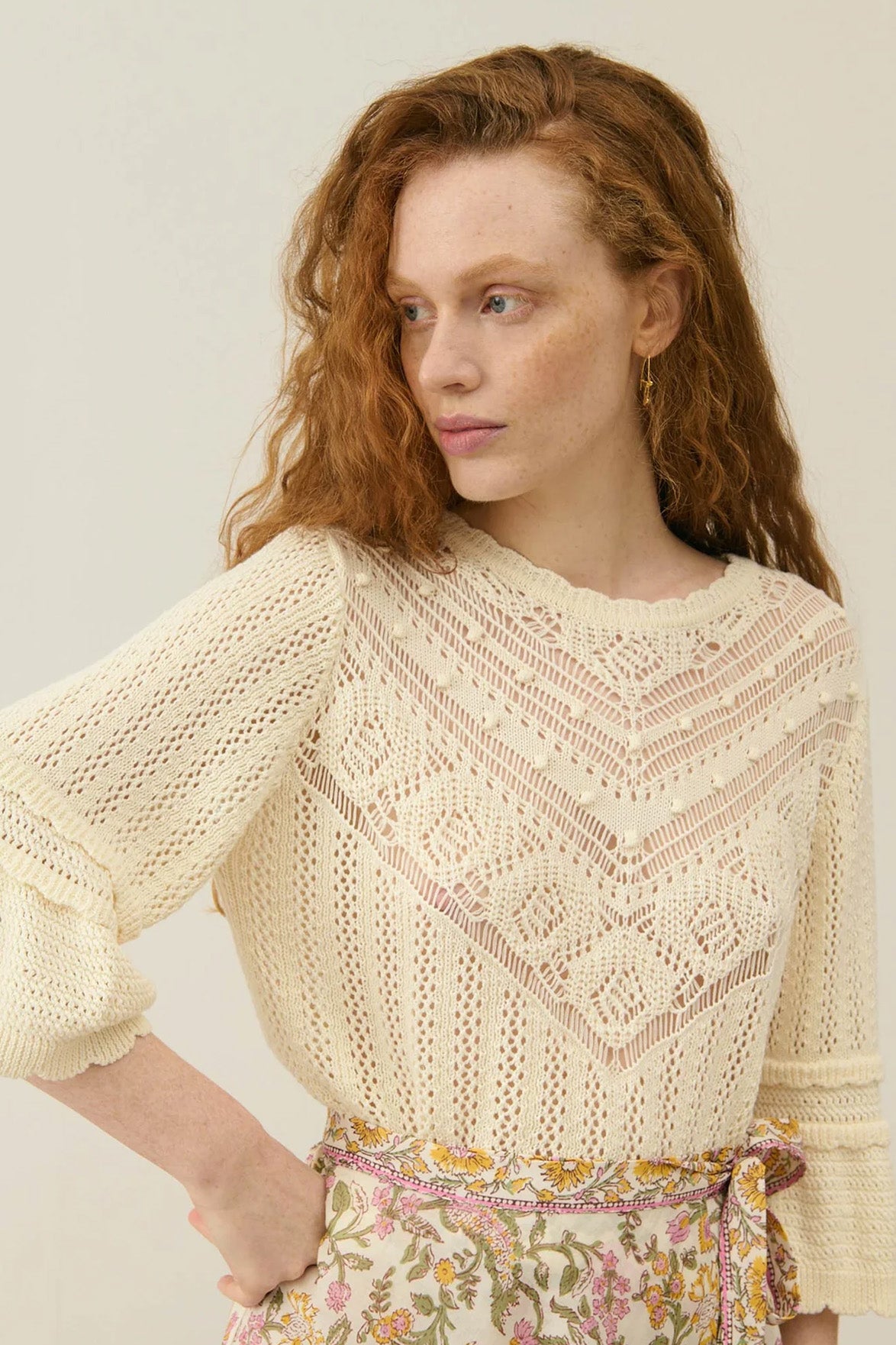 Louise Misha Cream Croisette Knitted Jumper - The Mercantile London