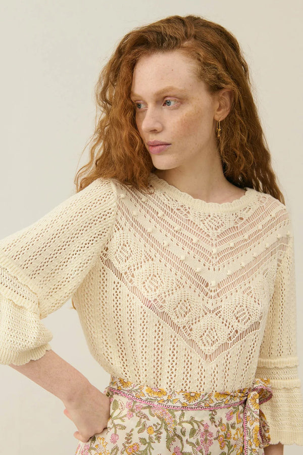 Louise Misha Cream Croisette Knitted Jumper - The Mercantile London
