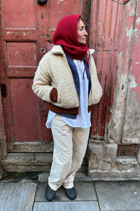 Amente Ribbed Oatmeal Bomber Jacket