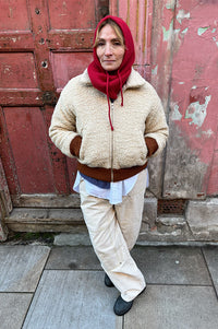 Amente Ribbed Oatmeal Bomber Jacket