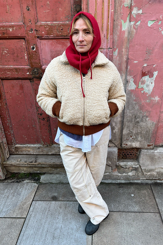 Amente Ribbed Oatmeal Bomber Jacket